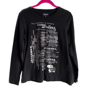 CAMPUS COUTURE Black University of Kansas Jayhawks Ladies Casual Top, M